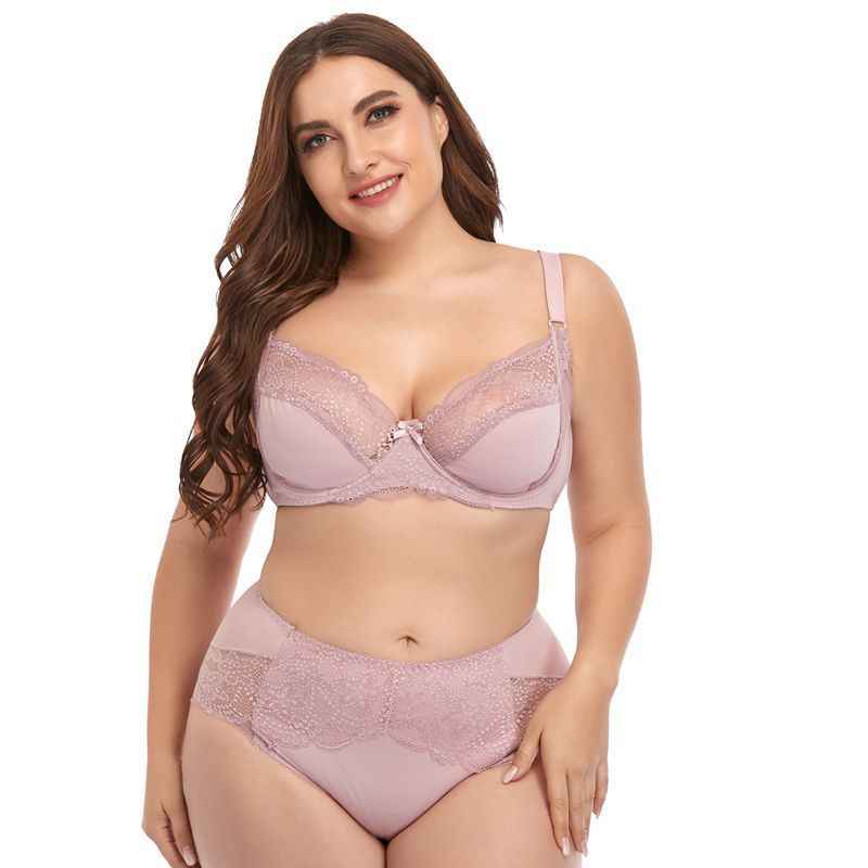Plus Size Underwire Lace Trim Lingerie - The Genie Store