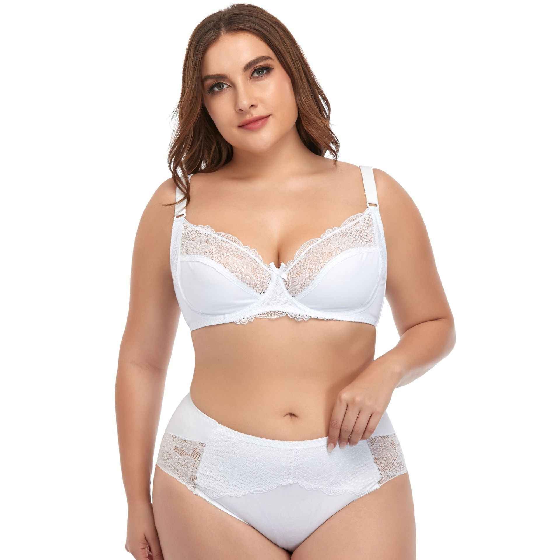 Plus Size Underwire Lace Trim Lingerie - The Genie Store