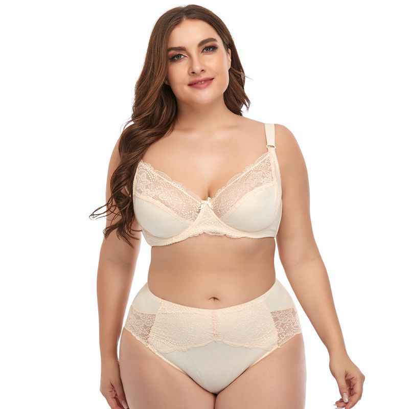 Plus Size Underwire Lace Trim Lingerie - The Genie Store