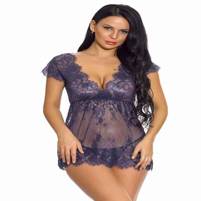 Women's Lingerie Plus Size Sleepwear Polyester Net Red Suit - The Genie Store