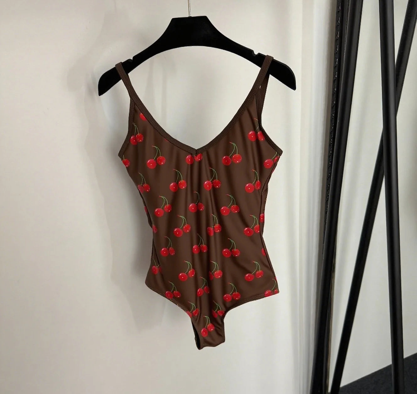 Women's Cherry-Printed One-Piece Swimsuit with Halter Top - The Genie Store