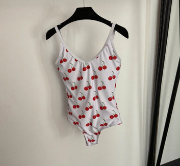 Women's Cherry Swimsuit - Halter Top One-Piece for Stylish Summer Fun