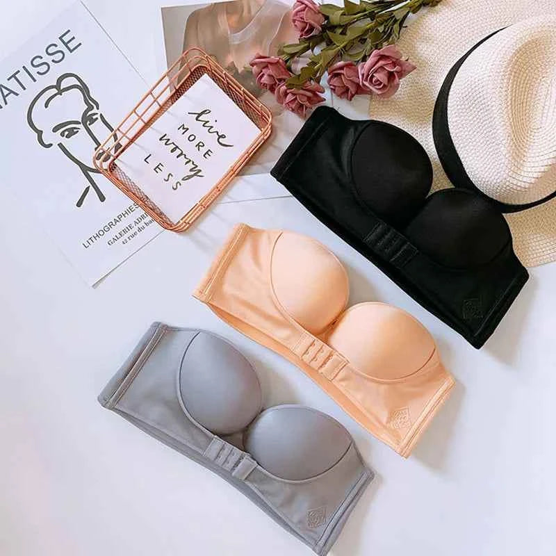 Invisible Luxe Front Closure Push-Up Bra - Seamless, Strapless Comfort for Confident Women, ABC Cup - The Genie Store