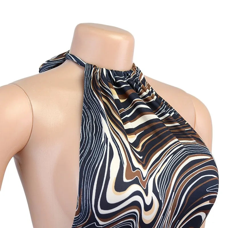 Black Bodycon Dress Women Halter Sexy Skinny Hollow Out Backless Mini Dresses Hot Summer Sleeveless Beach Party Cut Out Dress - The Genie Store