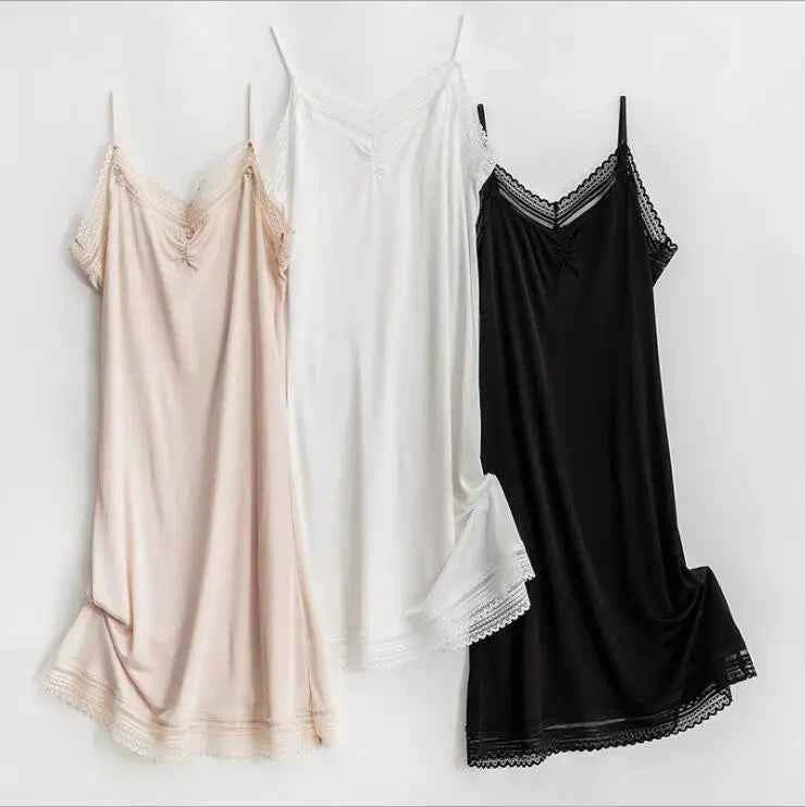 Summer High Quality 100% Natural Mulberry Silk Nightgowns Women Sexy Sleep Nightdress Lingerie Ladies Nightshirt Bottoming Slips - The Genie Store
