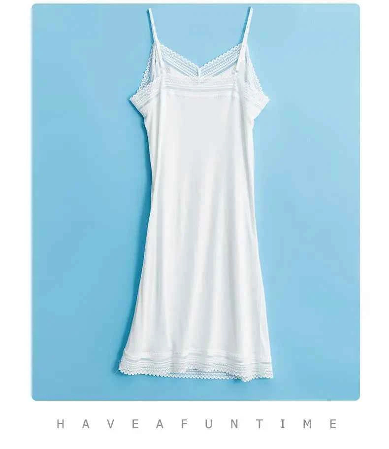 Summer High Quality 100% Natural Mulberry Silk Nightgowns Women Sexy Sleep Nightdress Lingerie Ladies Nightshirt Bottoming Slips - The Genie Store