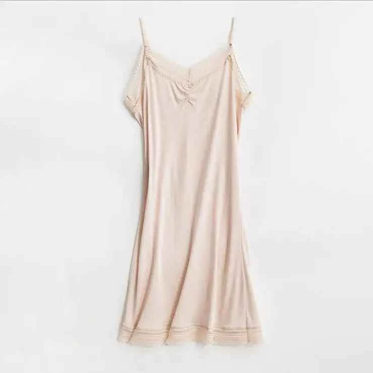 Summer High Quality 100% Natural Mulberry Silk Nightgowns Women Sexy Sleep Nightdress Lingerie Ladies Nightshirt Bottoming Slips - The Genie Store