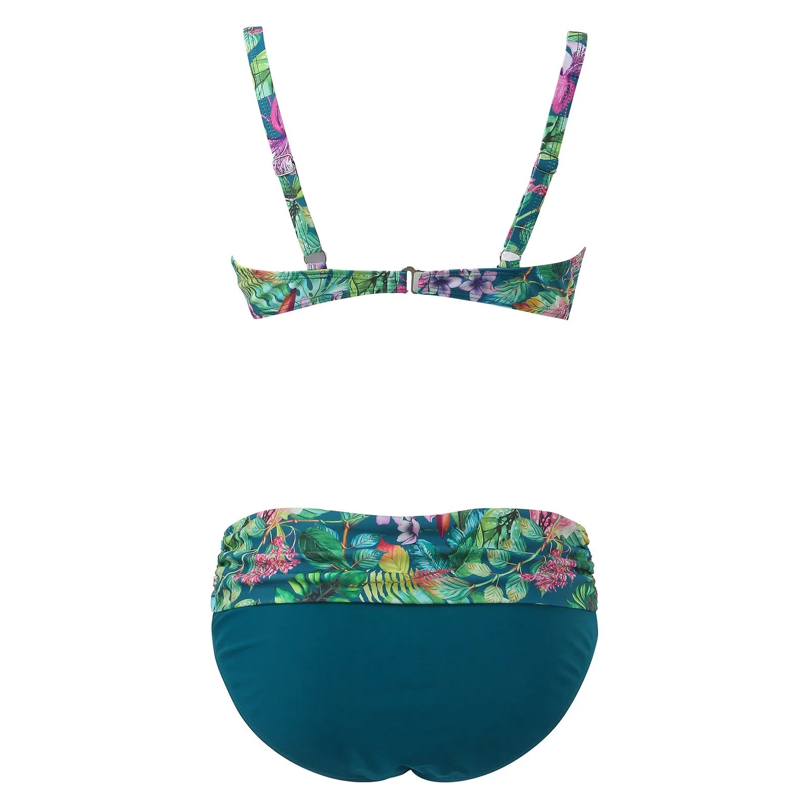 Women'S Swimwear Bikini Sets Normal Swimsuit Backless 2 Piece Green Printing Flower Push Up Girls Swimsuits Beachwear Bathing - The Genie Store