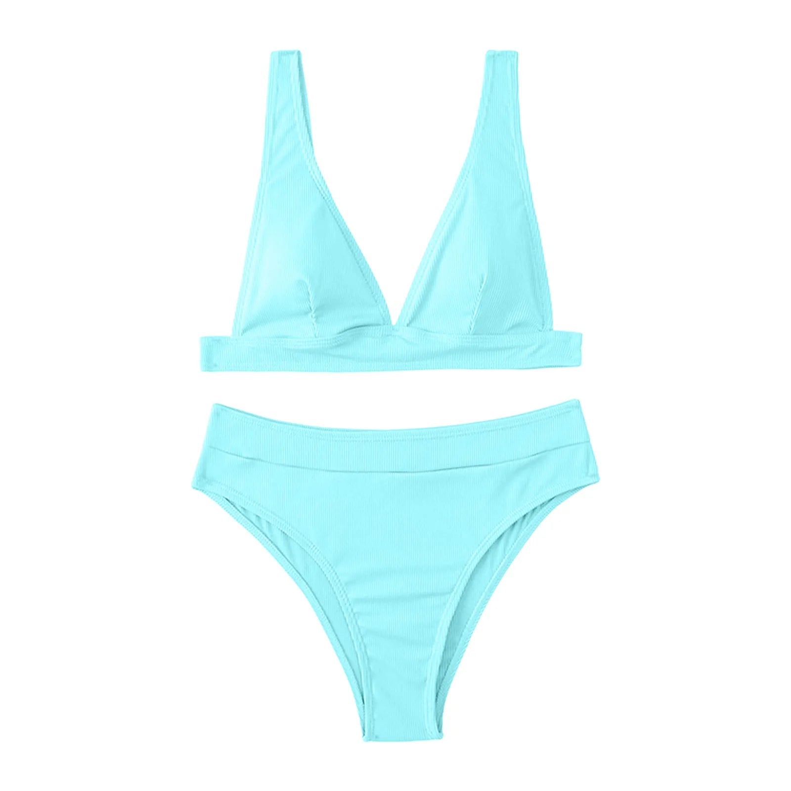 Women Swimwear Bikinis Soild Color Chest Paded Crop Tops And Shorts Brazilian Beach Wear 2 Piece Swimsuits For Women Biquini - The Genie Store