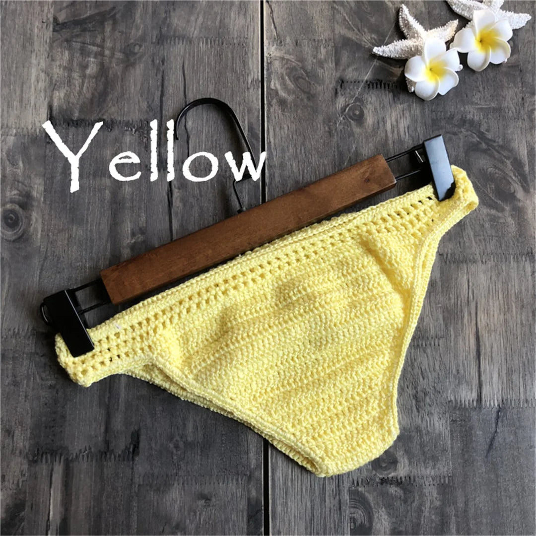 S - XL 9 Colors Crochet Knitted Bikini Bottom Swim Brief Women Swimwear Female Bather Brazilian Tanga Panties Underwear V4195 - The Genie Store
