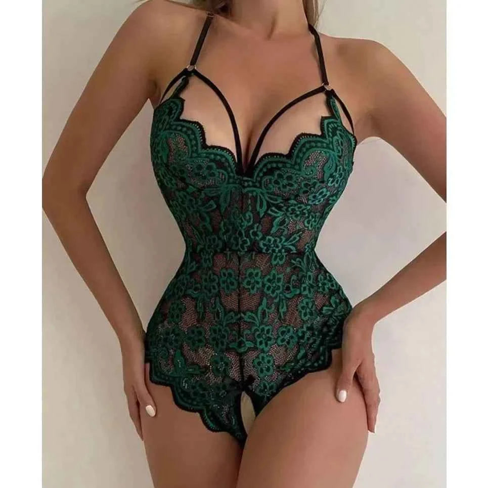 Lingerie for women sexy lingerie sets Floral Lace Scallop Trim Harness Teddy Bodysuit Sleep & lounge
