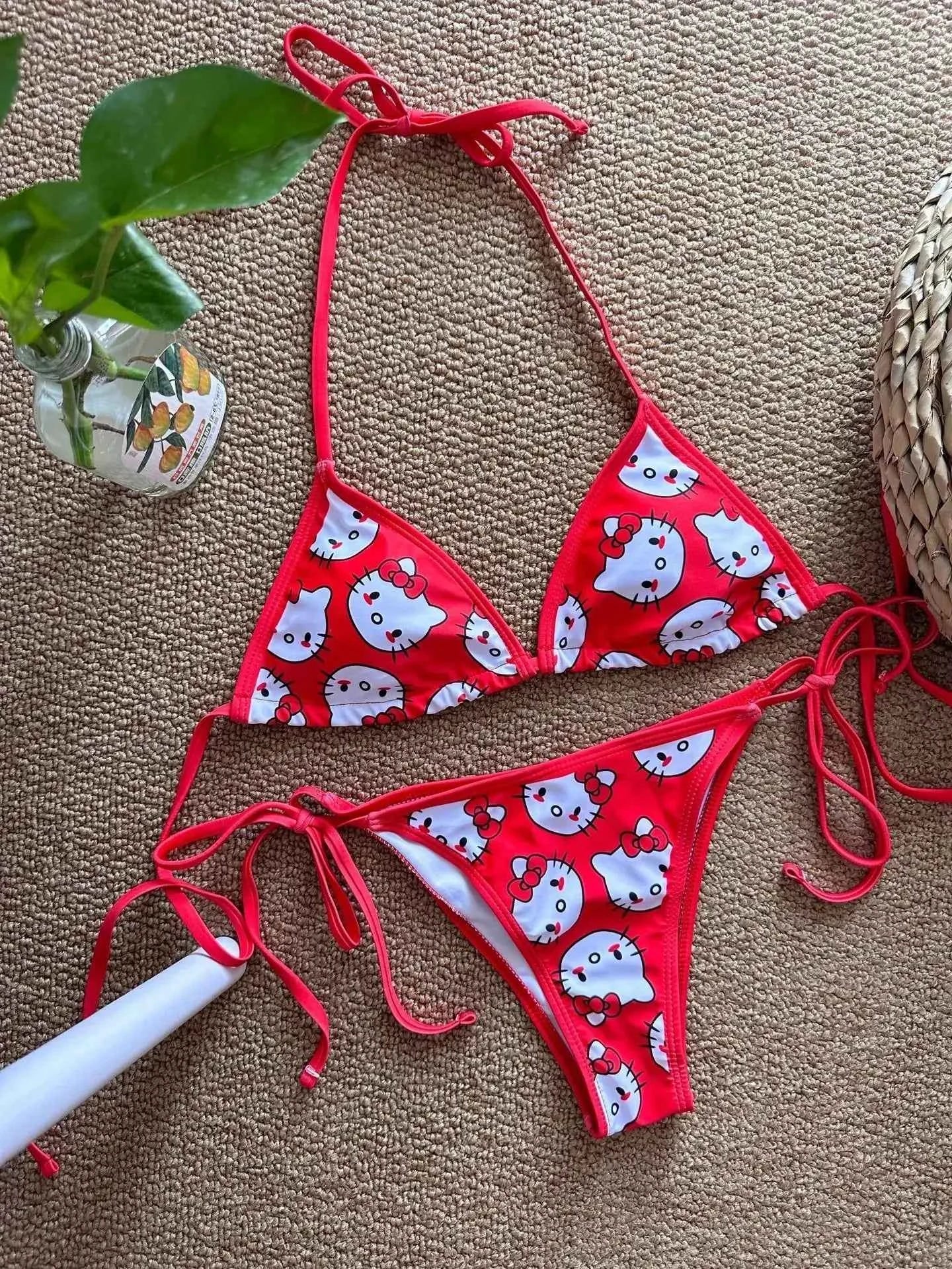 Hello Kitty Swimwear Set - Cute & Flirty Bikini for Confident Beach Days - The Genie Store