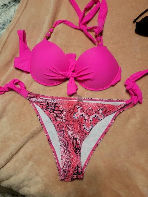 Hot Sale Of The Season New Printed Quality Bikini Strap Women's Swimsuit Set Swimwear Bikini Ensemble Bandeau Style Chinese Orig - The Genie Store