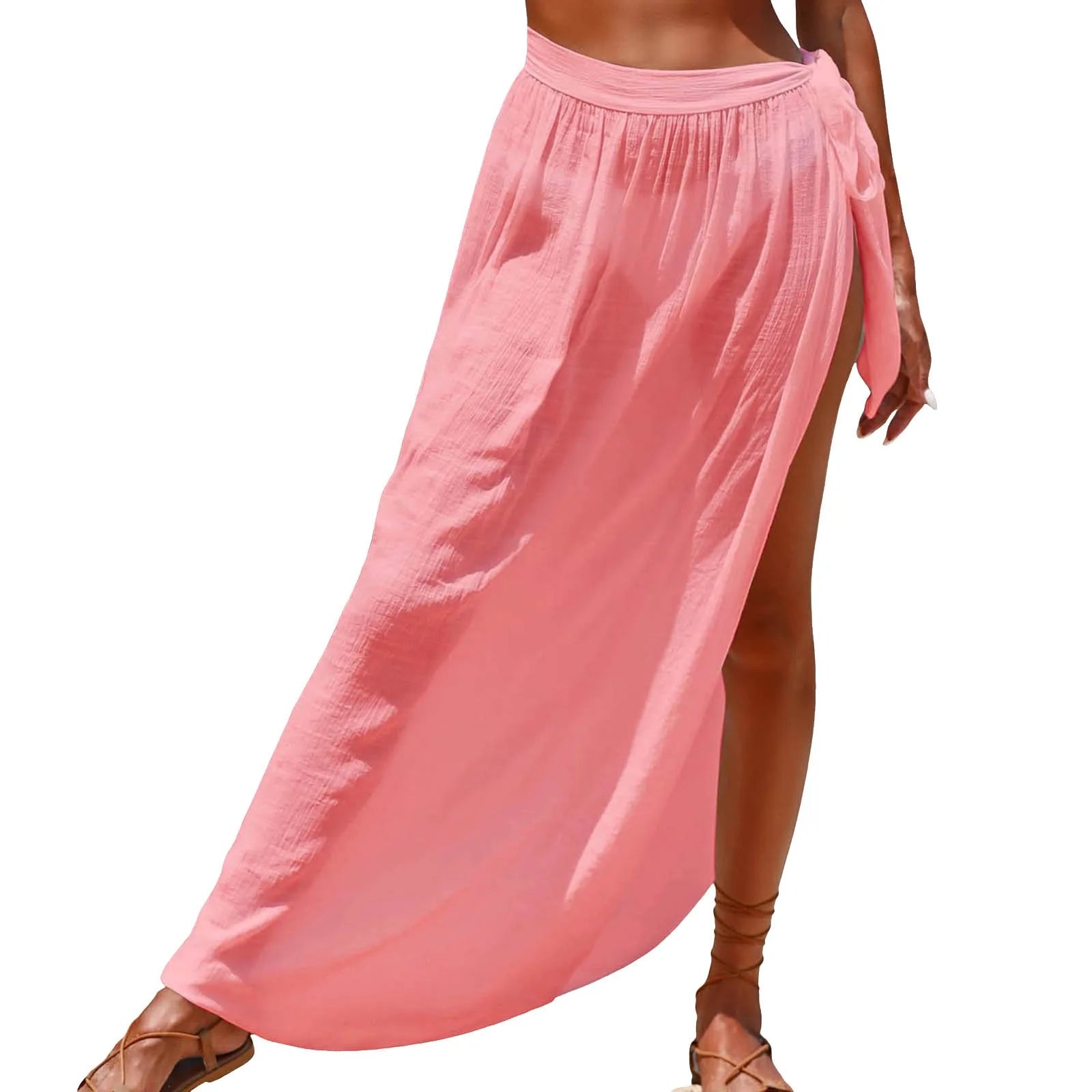 Womens Long Sarong Skirt Swimsuit Coverups Summer Beachwear Lace-Up Slit Bikini Wrap Skirts Scarf For Swimwear Cover-Ups - The Genie Store