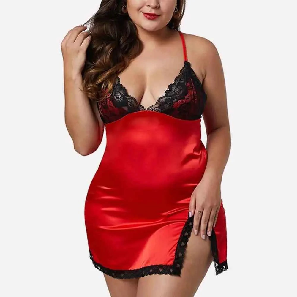 2023 Women's Babydoll Sexy Lace Nightdress Lingerie Sleepwear Nightwear Robe HIgh Quality Clothing Plus Size - The Genie Store