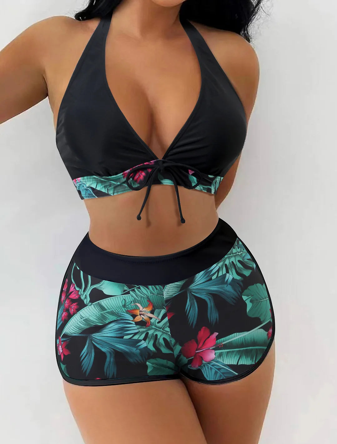 VigoBreviya 2025 Print Tied Halter Swimwear Women Sexy High Waist Push UP Shorts Bikini Set Swimsuit Backless Beach Bathing Suit - The Genie Store