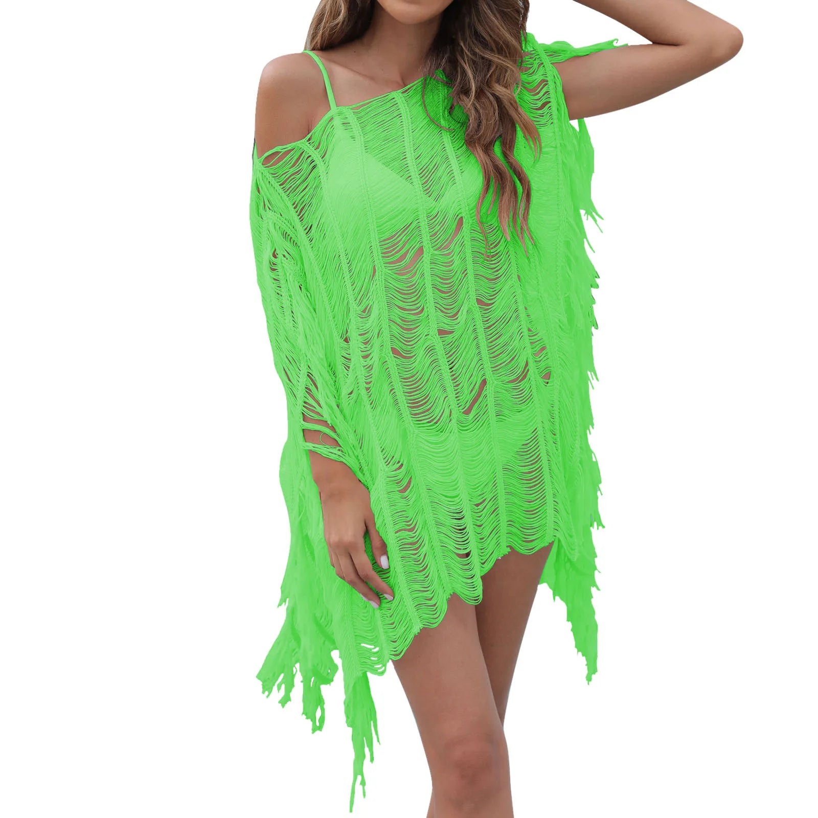 2024 Cover Up Beach Sexy See Through Hot Summer Mesh Bathing Suit Cover Ups Beach Brazilian Beach Wear Lace Up Bathing Suit - The Genie Store