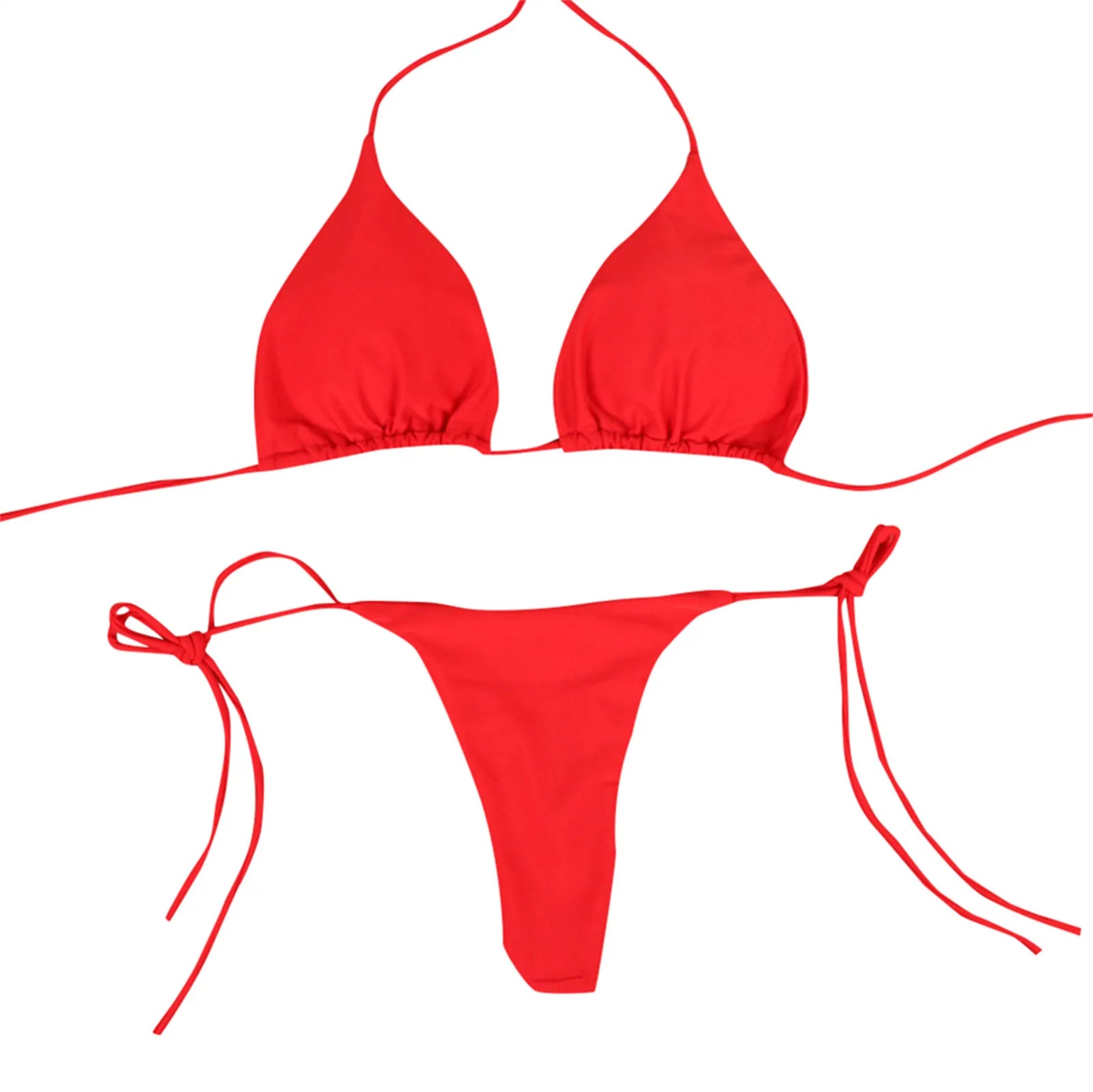 Women Bandage Sexy Bikini Set 2pcs Pink Swimsuit Sexy Push Upbra Thong Brazilian Swimwear Summer Solid Beachwear For Women - The Genie Store