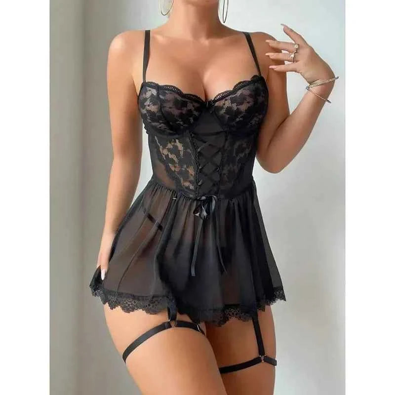 Sexy Lingerie Erotic Underwear Set Transparent Porno Lace Sexy Bra And Panty Garter Set Lingerie Sexy Hot Erotic Sleepwear