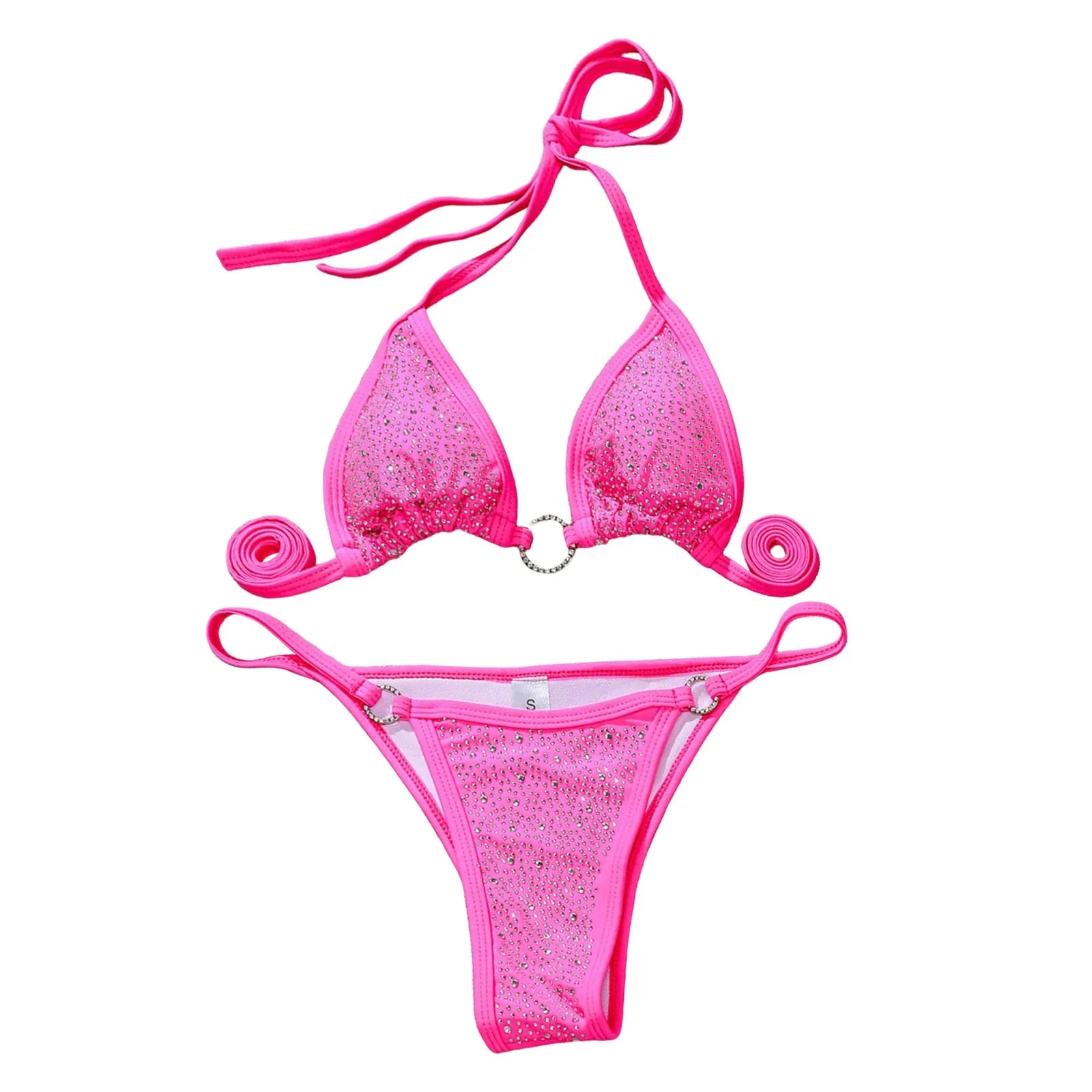 Brazilian Diamond Swimwear Sexy Women Bandeau Bandage Patchwork Bikini Set Push Up Beachwear Swimsuit Bathing Suit Hot Bikini - The Genie Store