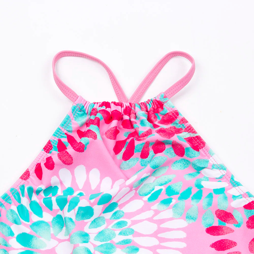 3-14 Years Flower Print Girls Kids Swimwear Summer Children Teen Students Two Pieces Swimsuit Kids Bikini Set Bathing Suit - The Genie Store