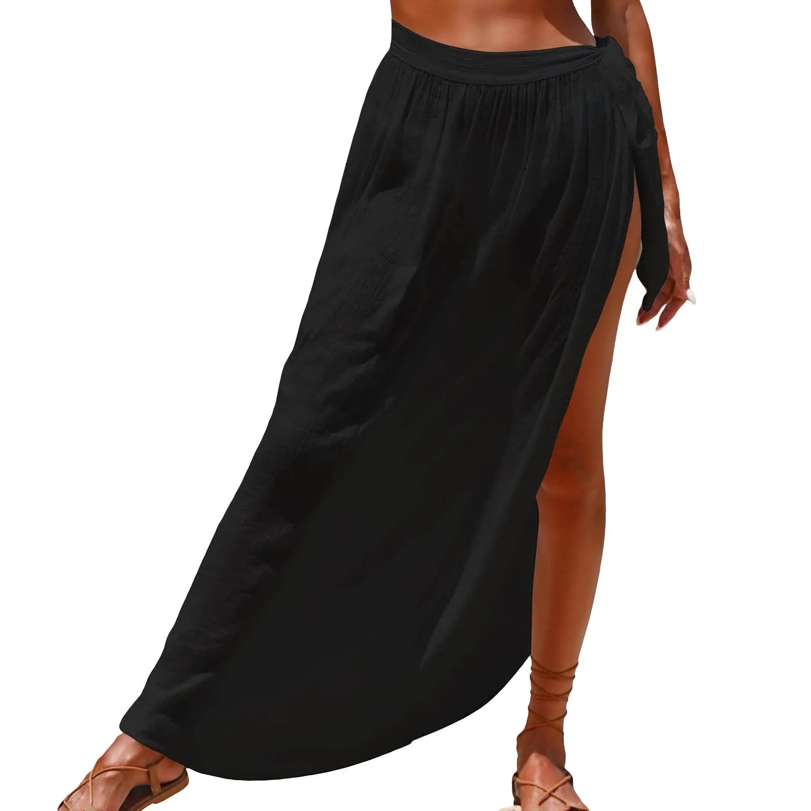 Womens Long Sarong Skirt Swimsuit Coverups Summer Beachwear Lace-Up Slit Bikini Wrap Skirts Scarf For Swimwear Cover-Ups - The Genie Store