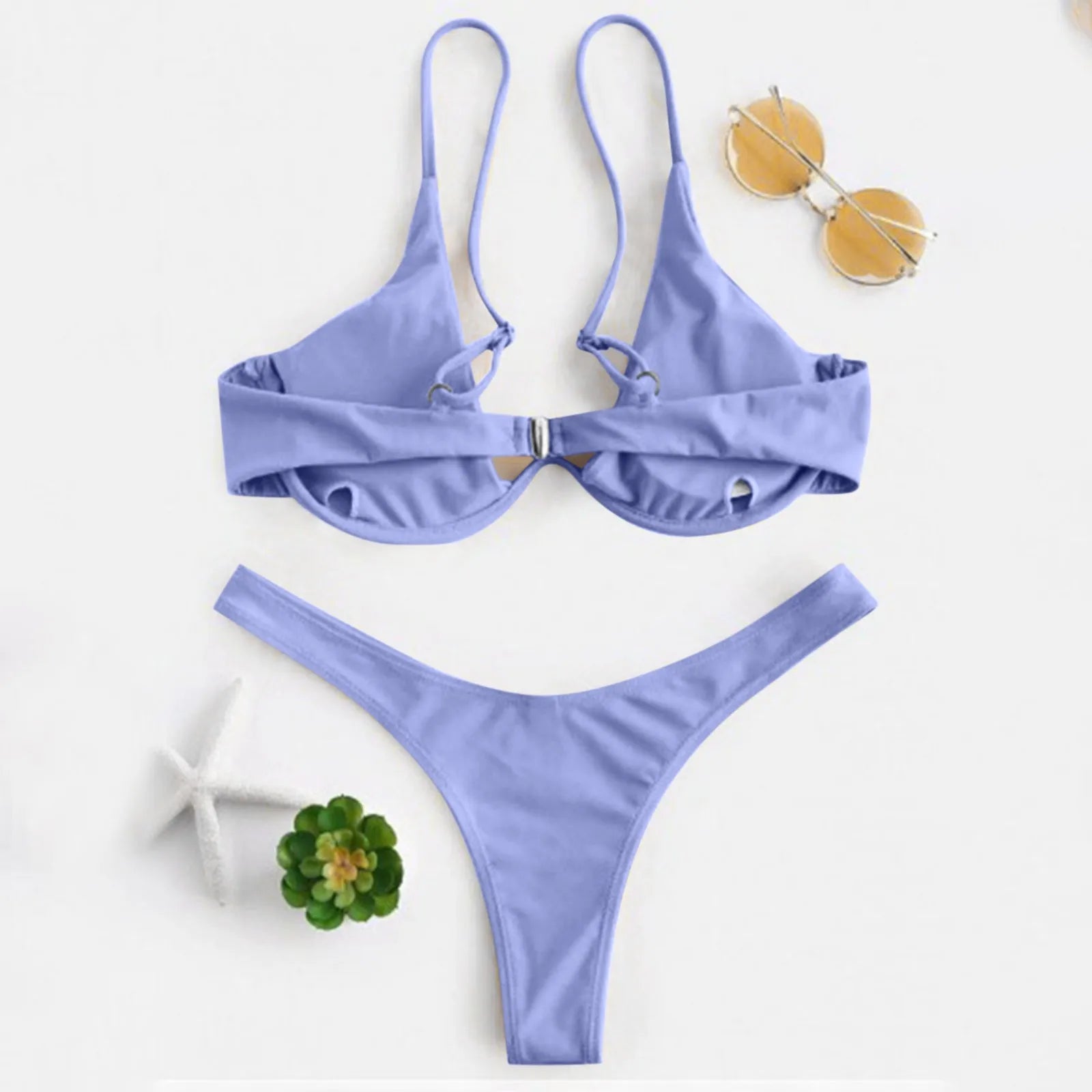 bikini Sexy Split Style Solid Color Women's Swimsuit Steel Bracket Tow-Piece For Teenagers biquinis feminino tendência 2024 - The Genie Store