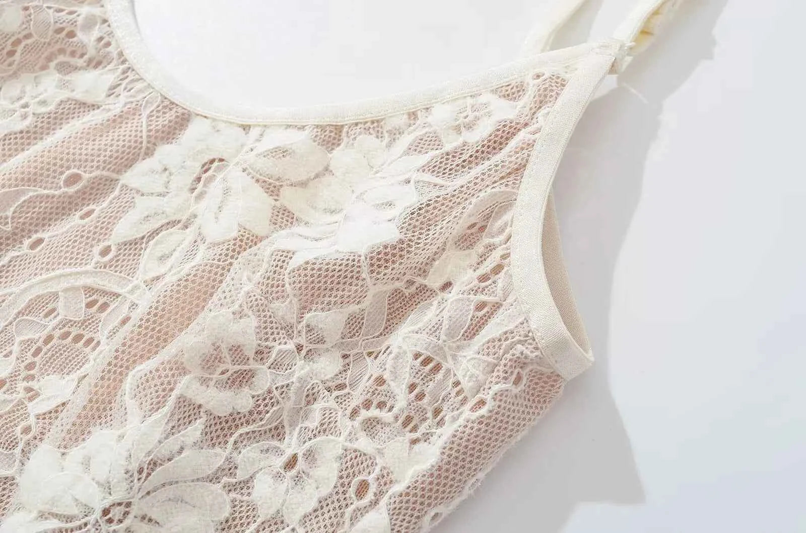 Sexy See Through Lace With Lining Backless Spaghetti Strap Bodysuit Woman Sling Tight Short Jumpsuit Slim fit Rompers Playsuits