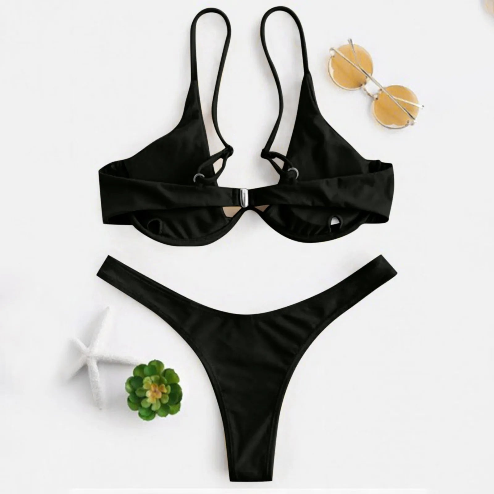 bikini Sexy Split Style Solid Color Women's Swimsuit Steel Bracket Tow-Piece For Teenagers biquinis feminino tendência 2024 - The Genie Store