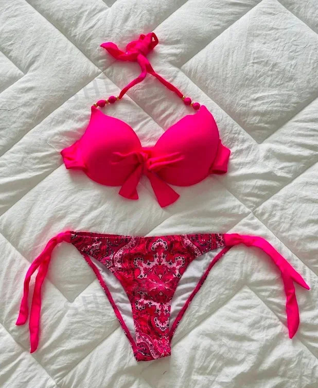 Hot Sale Of The Season New Printed Quality Bikini Strap Women's Swimsuit Set Swimwear Bikini Ensemble Bandeau Style Chinese Orig - The Genie Store