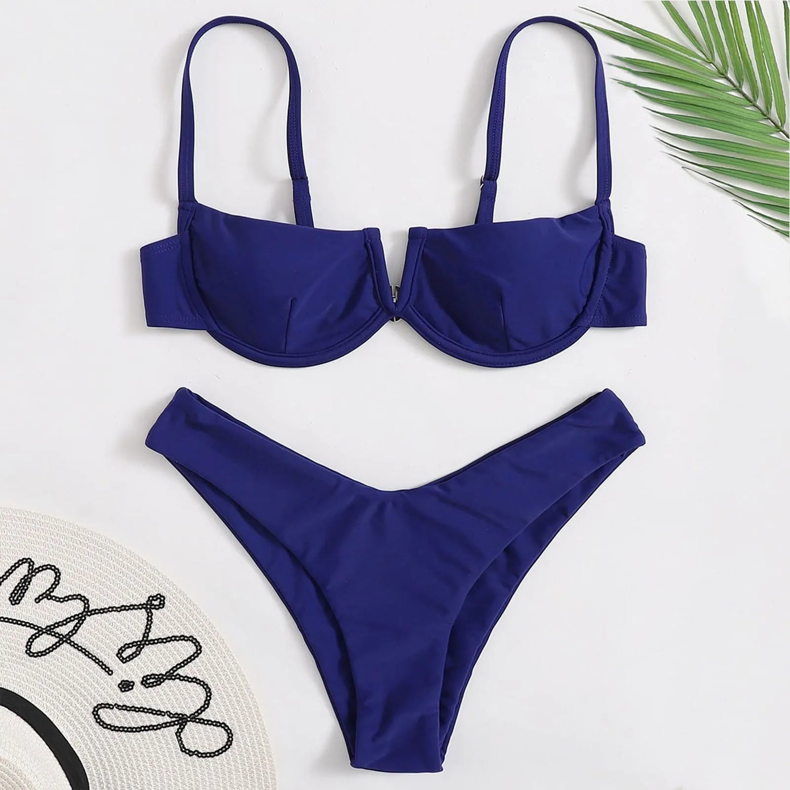 Woman Swimsuits Women'S Summer Fashion Steel Push Up Two Piece Swimsuit Sexy Bikini Solid Color Swimsuit купальник 2025 тренд - The Genie Store