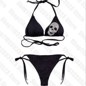 Y2k Sexy Women skeleton Y2k Graphic Swimwear Bikini Set Bra Tie Side G-String Thong Beach e Suit Swimsuit  Y2k Emo girls punk - The Genie Store