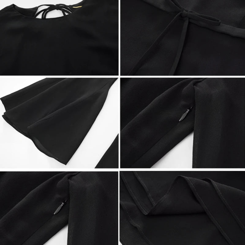 Solid Dresses Women Mini Retro Summer Spicy Ladies Backless Lace-up Sexy Designed Long Sleeve Korean Style Elegant Vintage Ins - The Genie Store