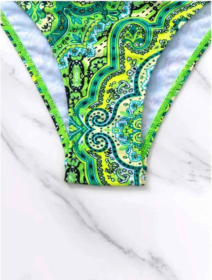 Hot Sale Of The Season New Printed Quality Bikini Strap Women's Swimsuit Set Swimwear Bikini Ensemble Bandeau Style Chinese Orig - The Genie Store