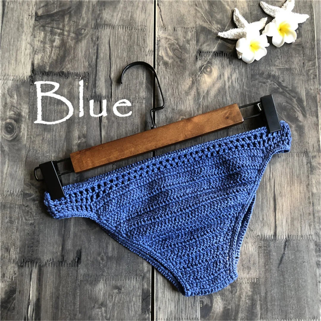 S - XL 9 Colors Crochet Knitted Bikini Bottom Swim Brief Women Swimwear Female Bather Brazilian Tanga Panties Underwear V4195 - The Genie Store