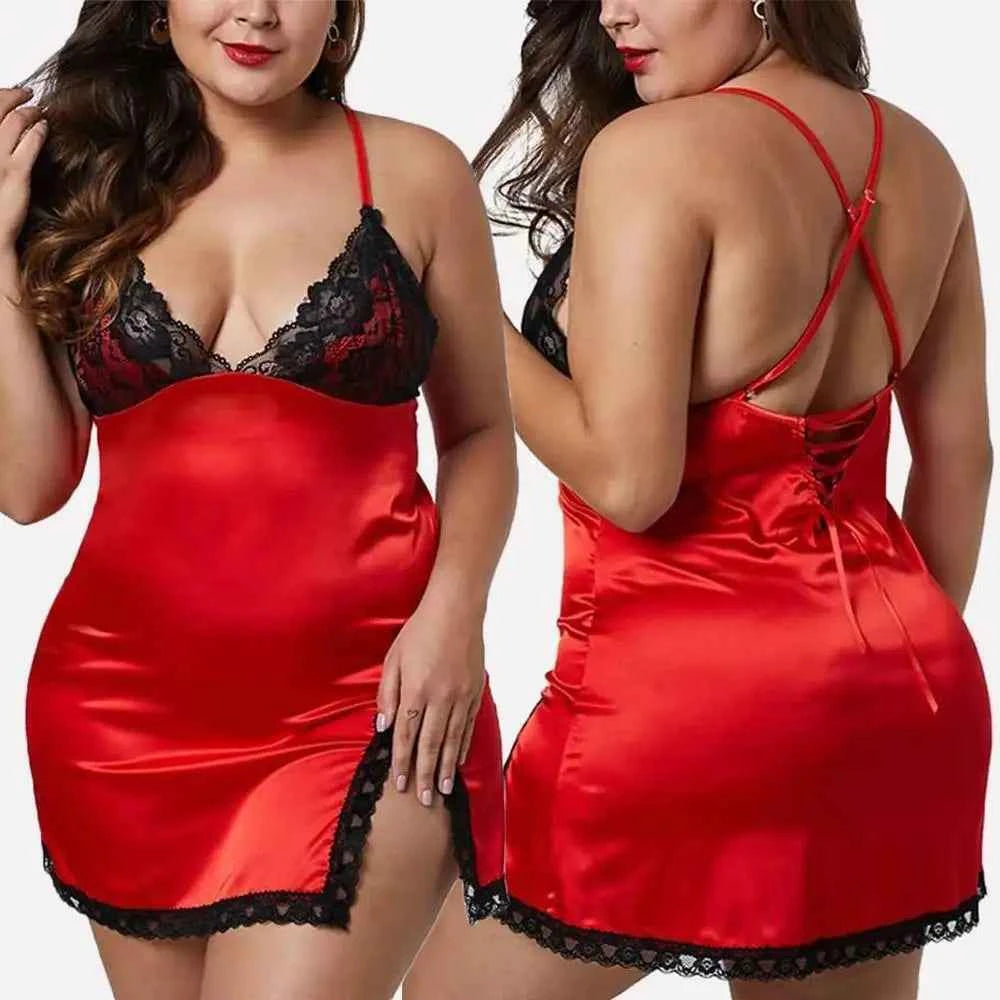 2023 Women's Babydoll Sexy Lace Nightdress Lingerie Sleepwear Nightwear Robe HIgh Quality Clothing Plus Size - The Genie Store