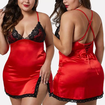 Women's Lace Nightdress - Sexy Babydoll Lingerie Sleepwear Robe in Plus Sizes for 2025