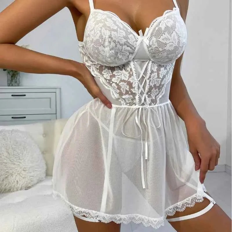 Sexy Lingerie Erotic Underwear Set Transparent Porno Lace Sexy Bra And Panty Garter Set Lingerie Sexy Hot Erotic Sleepwear