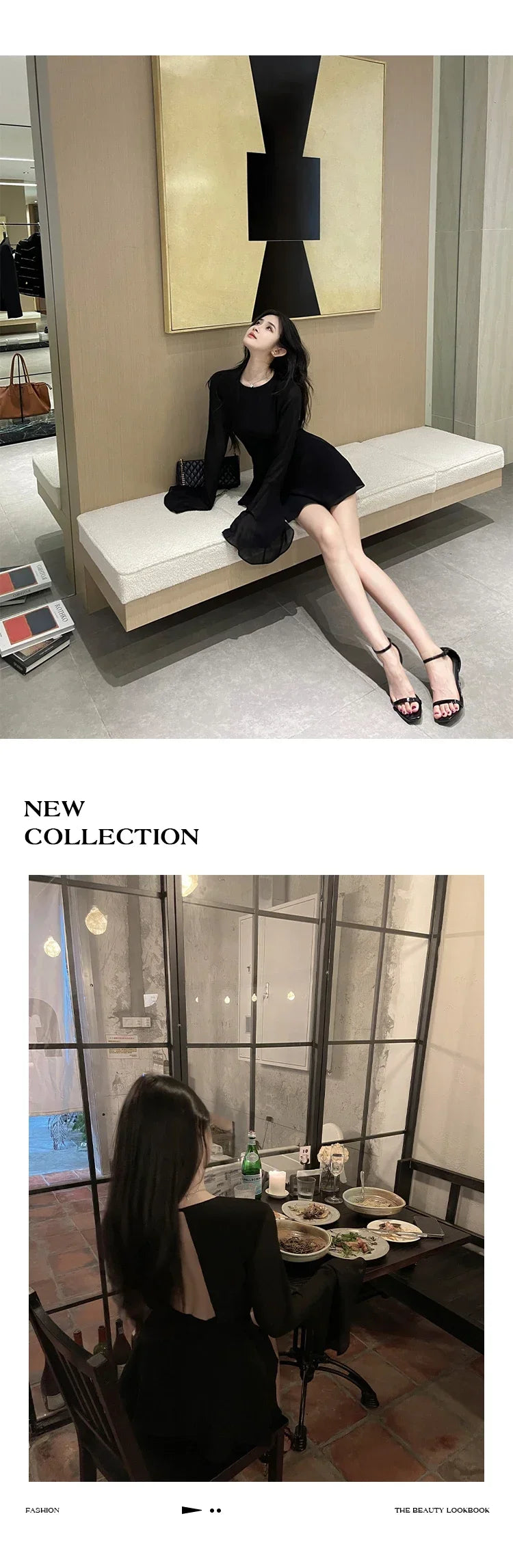 Solid Dresses Women Mini Retro Summer Spicy Ladies Backless Lace-up Sexy Designed Long Sleeve Korean Style Elegant Vintage Ins - The Genie Store