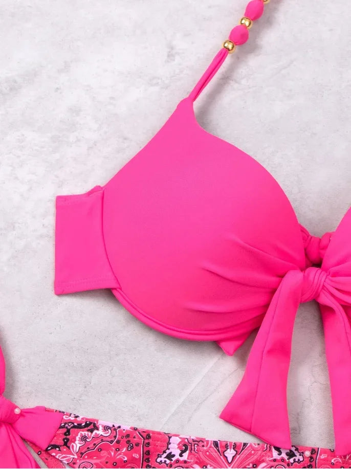 Hot Sale Of The Season New Printed Quality Bikini Strap Women's Swimsuit Set Swimwear Bikini Ensemble Bandeau Style Chinese Orig - The Genie Store