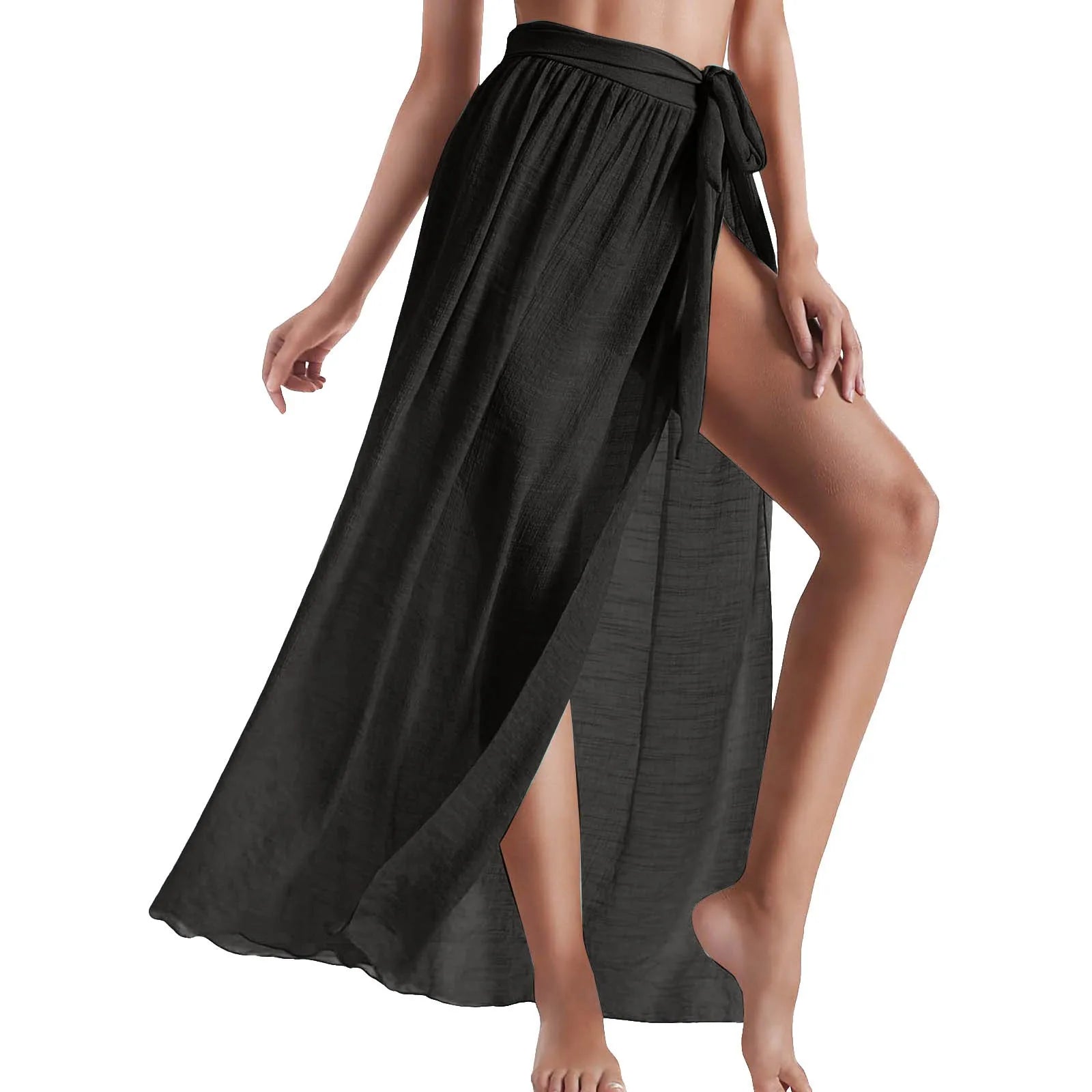 Womens Long Sarong Skirt Swimsuit Coverups Summer Beachwear Lace-Up Slit Bikini Wrap Skirts Scarf For Swimwear Cover-Ups - The Genie Store