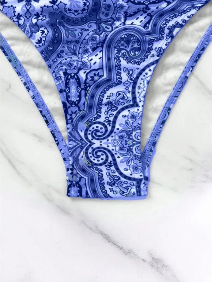 Hot Sale Of The Season New Printed Quality Bikini Strap Women's Swimsuit Set Swimwear Bikini Ensemble Bandeau Style Chinese Orig - The Genie Store