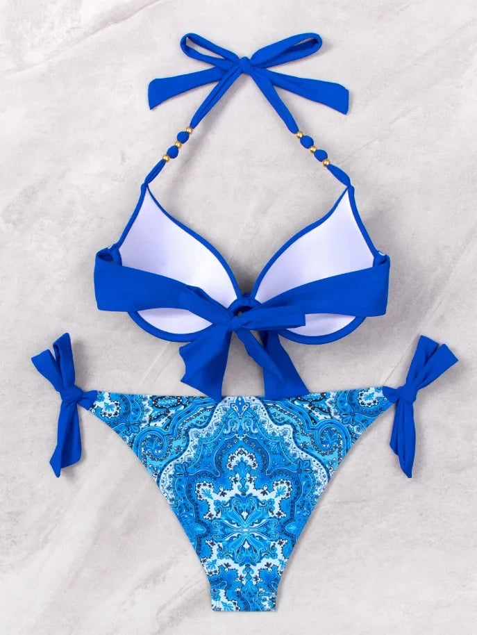 Hot Sale Of The Season New Printed Quality Bikini Strap Women's Swimsuit Set Swimwear Bikini Ensemble Bandeau Style Chinese Orig - The Genie Store