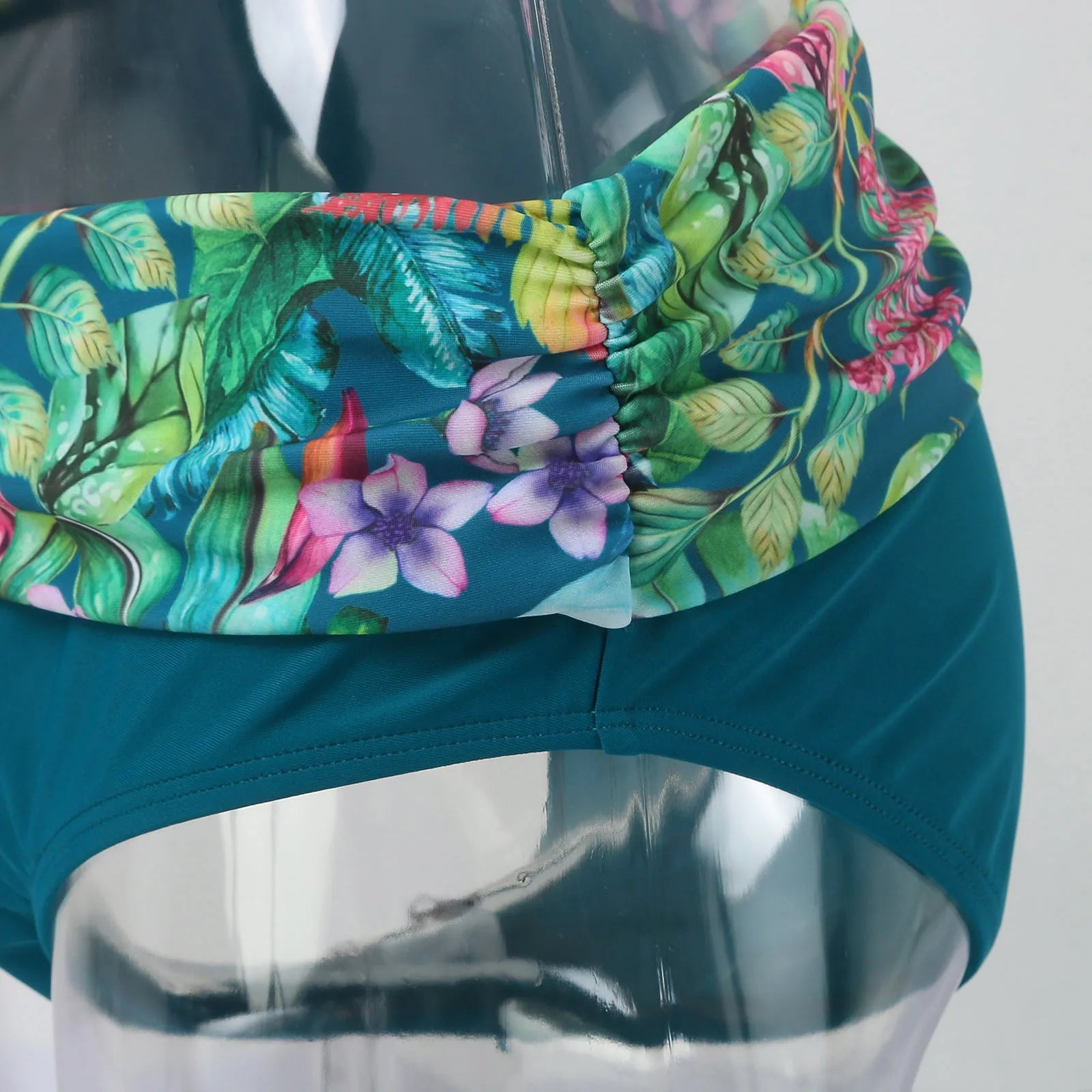 Women'S Swimwear Bikini Sets Normal Swimsuit Backless 2 Piece Green Printing Flower Push Up Girls Swimsuits Beachwear Bathing - The Genie Store