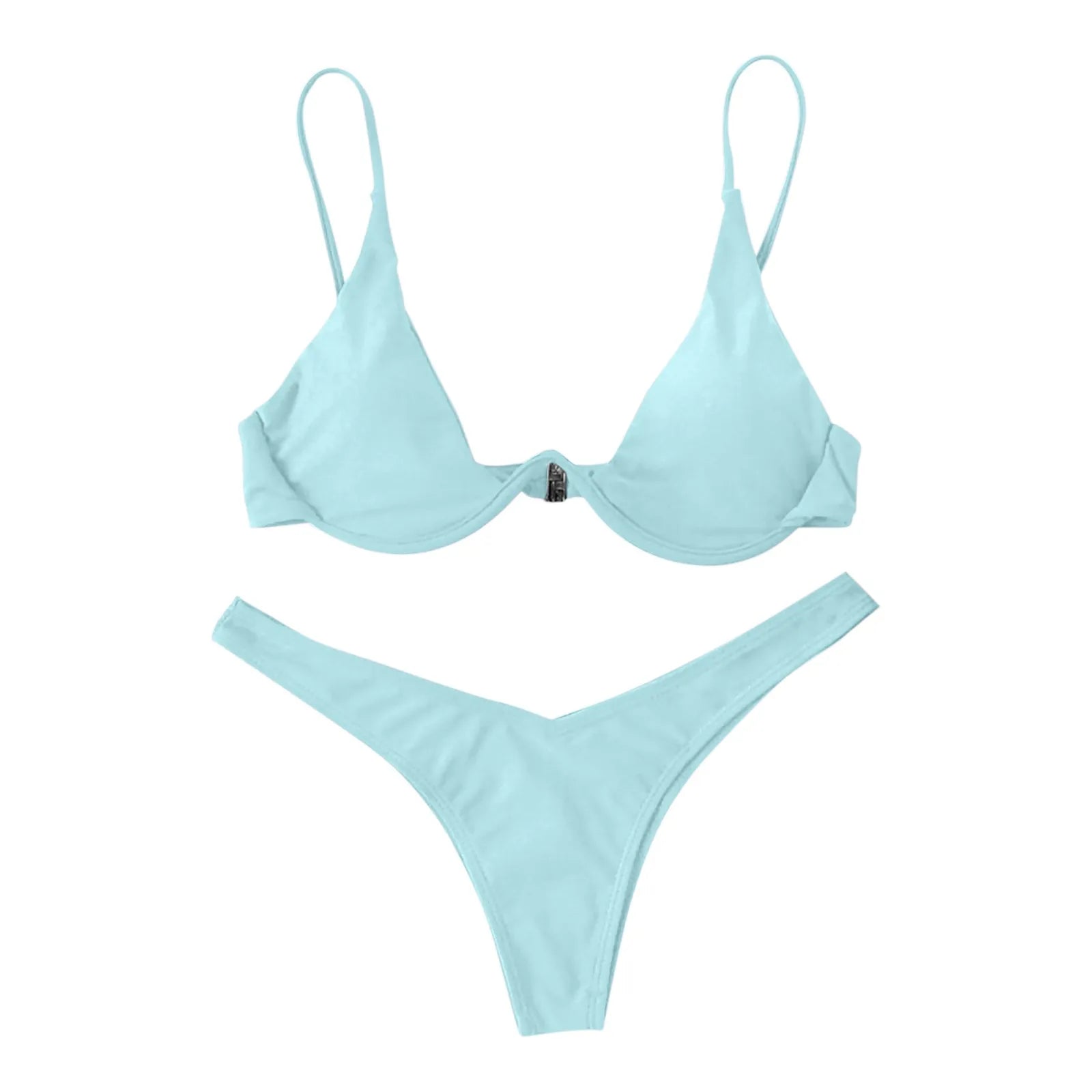 bikini Sexy Split Style Solid Color Women's Swimsuit Steel Bracket Tow-Piece For Teenagers biquinis feminino tendência 2024 - The Genie Store