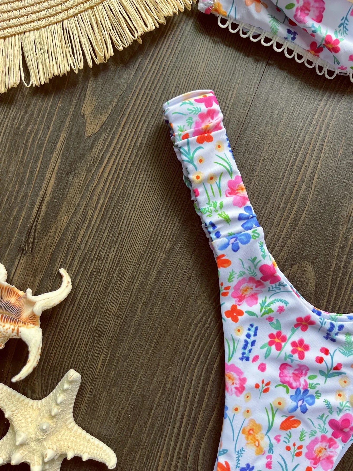 New Floral Bandeau High Leg Cut Thong Bikini Female Swimsuit Women Swimwear Two-pieces Bikini set Bather Bathing Suit Swim - The Genie Store