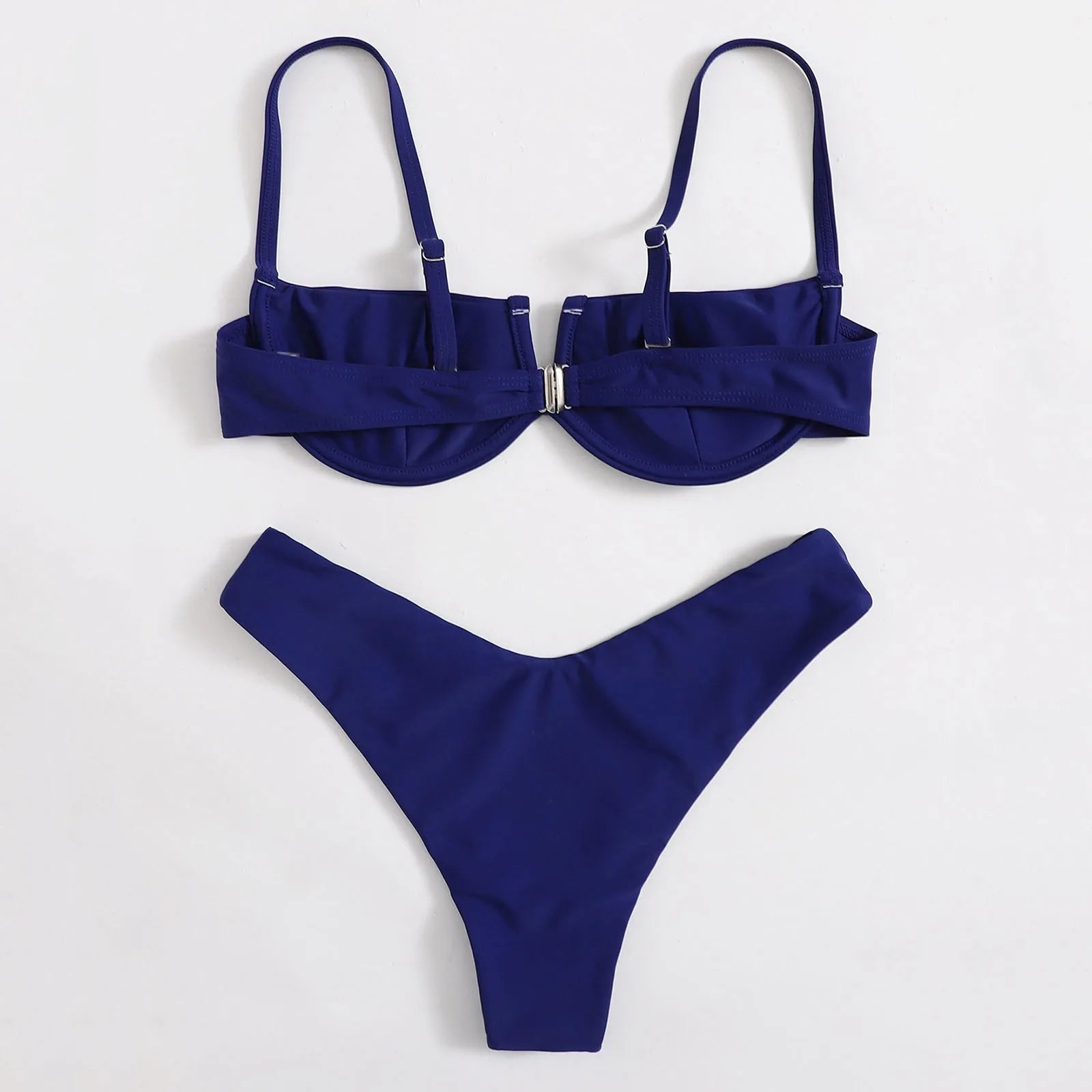 Woman Swimsuits Women'S Summer Fashion Steel Push Up Two Piece Swimsuit Sexy Bikini Solid Color Swimsuit купальник 2025 тренд - The Genie Store