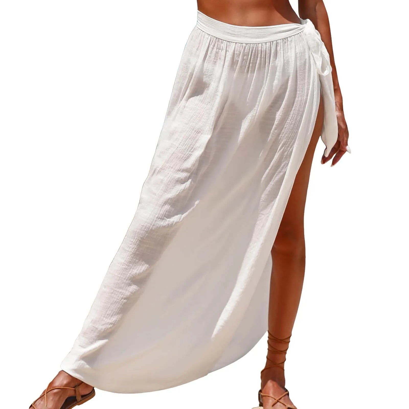 Womens Long Sarong Skirt Swimsuit Coverups Summer Beachwear Lace-Up Slit Bikini Wrap Skirts Scarf For Swimwear Cover-Ups - The Genie Store