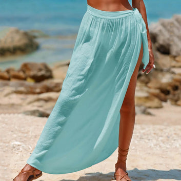 Womens Sarong Swimsuit Coverup Lace-Up Slit Skirt for Summer Beachwear