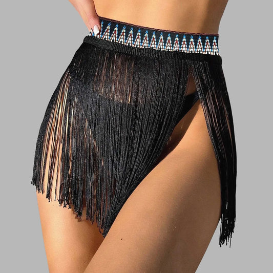 2025 New Women's Beach Bikini Skirt with Tassel Mini Skirt for Swimsuit and Beach Vacation